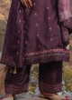 Flower Work Purple Color Salwar Kameez